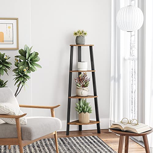 VASAGLE Industrial 4-Tier Corner Shelf Bookcase