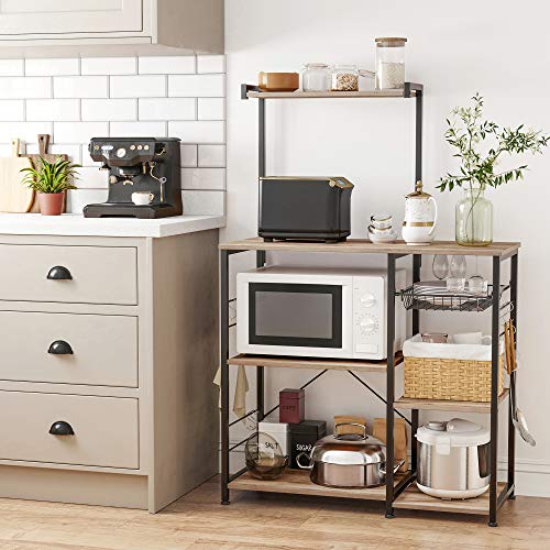 VASAGLE Kitchen Baker's Rack with Shelves & Hooks