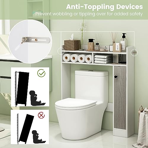 COSTWAY Freestanding Over Toilet Bathroom Cabinet