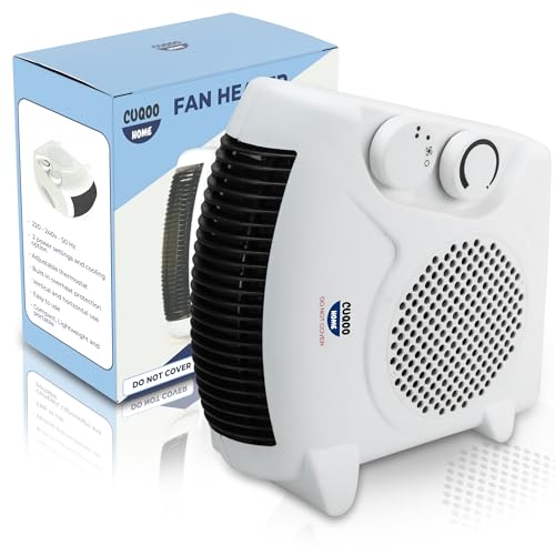 CUQOO 2KW Electric Fan Heater with Thermostat