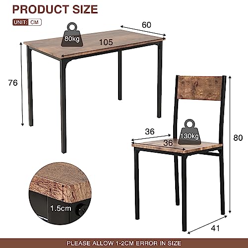 Elegant Dining Table Set with 4 Chairs - Brown
