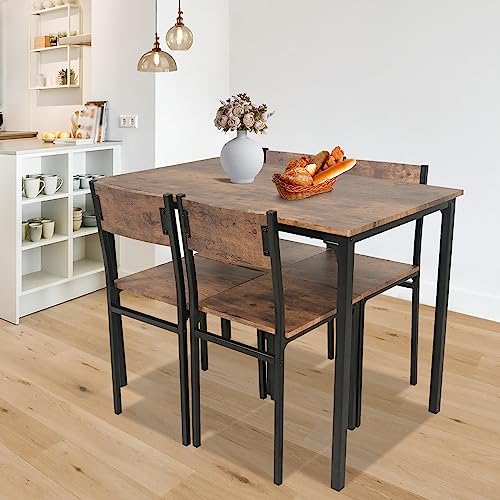 Elegant Dining Table Set with 4 Chairs - Brown
