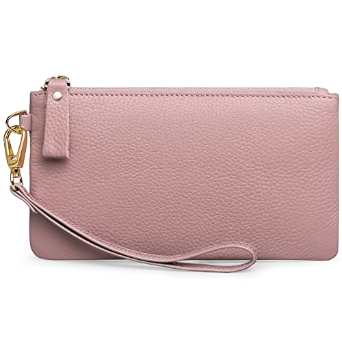 RFID-Blocking Genuine Leather Wristlet Clutch Bag