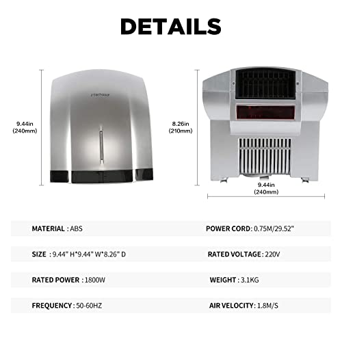 High-Speed Wall-Mounted Hand Dryer for Bathrooms