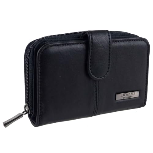 Lorenz Women's Black Nappa Leather Zip Wallet