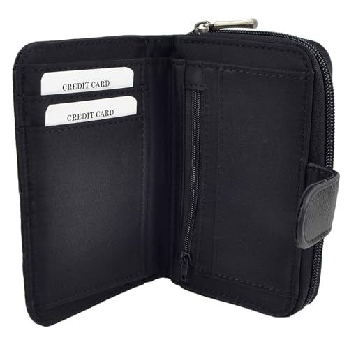 Lorenz Women's Black Nappa Leather Zip Wallet