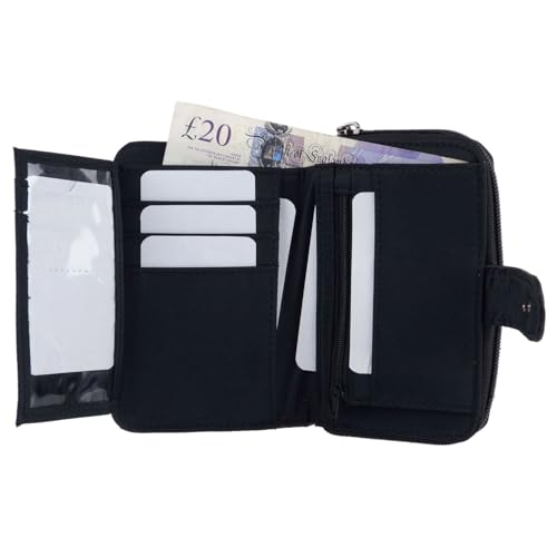 Lorenz Women's Black Nappa Leather Zip Wallet