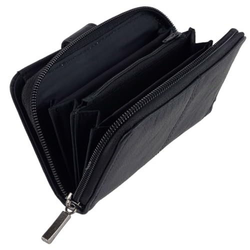 Lorenz Women's Black Nappa Leather Zip Wallet