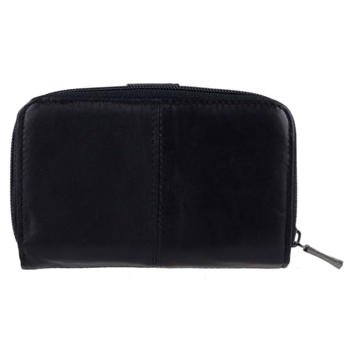 Lorenz Women's Black Nappa Leather Zip Wallet