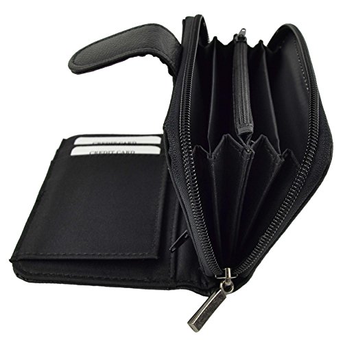 Lorenz Women's Black Nappa Leather Zip Wallet