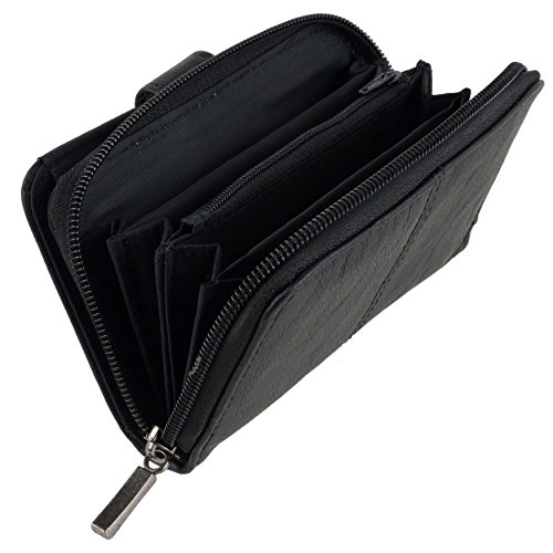 Lorenz Women's Black Nappa Leather Zip Wallet