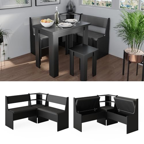 Vicco Black Corner Dining Bench, 120 x 120 cm