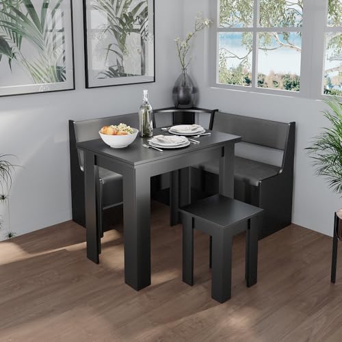 Vicco Black Corner Dining Bench, 120 x 120 cm