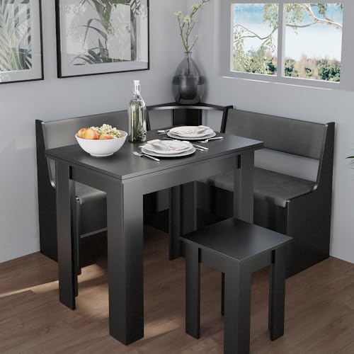 Vicco Black Corner Dining Bench, 120 x 120 cm