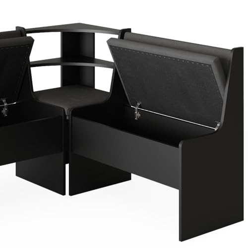Vicco Black Corner Dining Bench, 120 x 120 cm