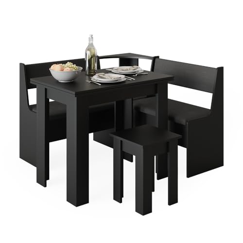 Vicco Black Corner Dining Bench, 120 x 120 cm
