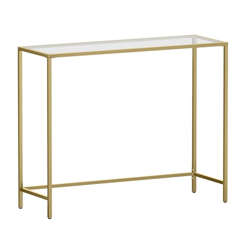 VASAGLE Gold Console Table with Glass Top
