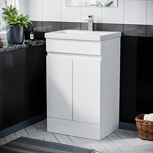 600mm White Flat Pack Vanity Cabinet with Basin