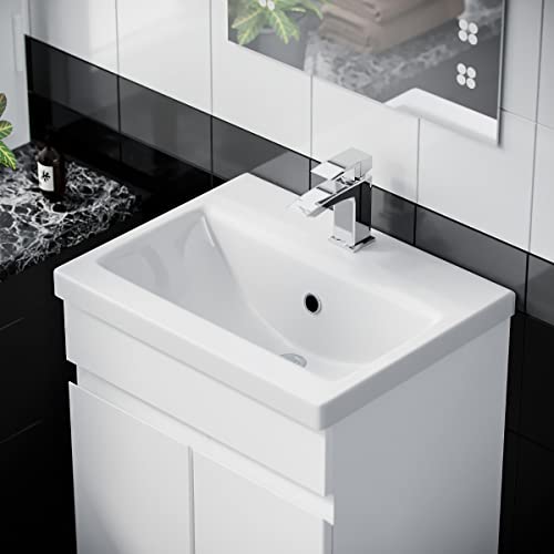600mm White Flat Pack Vanity Cabinet with Basin