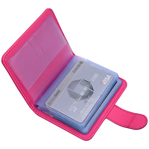 Wisdompro RFID Blocking Leather Card Holder - Hot Pink