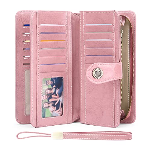 RFID Genuine Leather Wallet with Wrist Strap