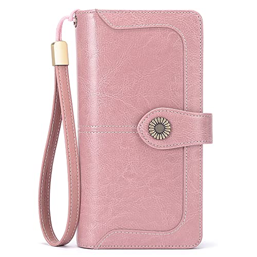 RFID Genuine Leather Wallet with Wrist Strap