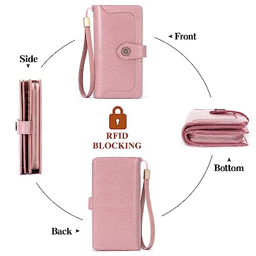 RFID Genuine Leather Wallet with Wrist Strap