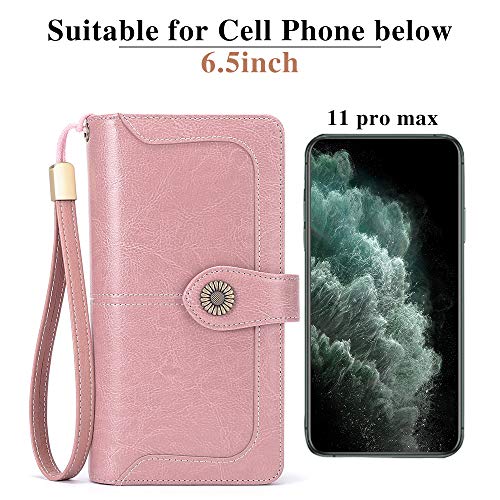 RFID Genuine Leather Wallet with Wrist Strap