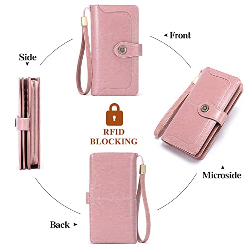 RFID Genuine Leather Wallet with Wrist Strap