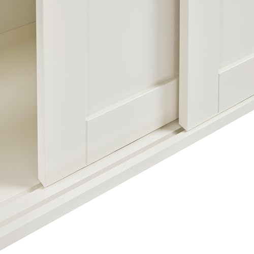Antique White Sliding Door Buffet Storage Cabinet