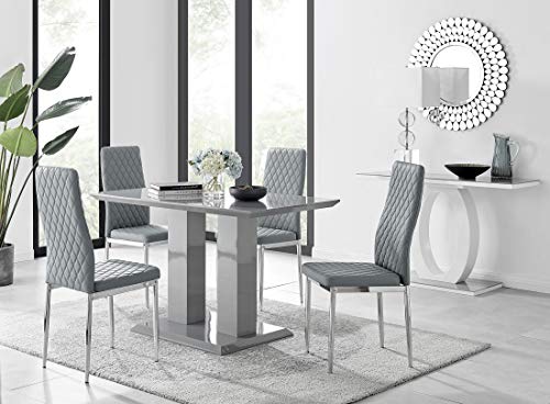 Imperia Dining Table Set with 4 Grey Chairs