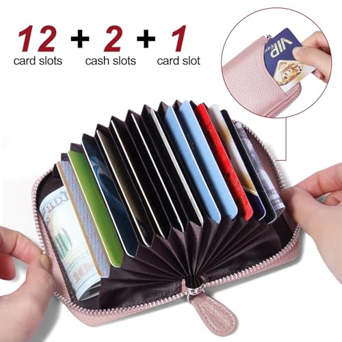 RFID Blocking Women's Leather Accordion Credit Card Holder