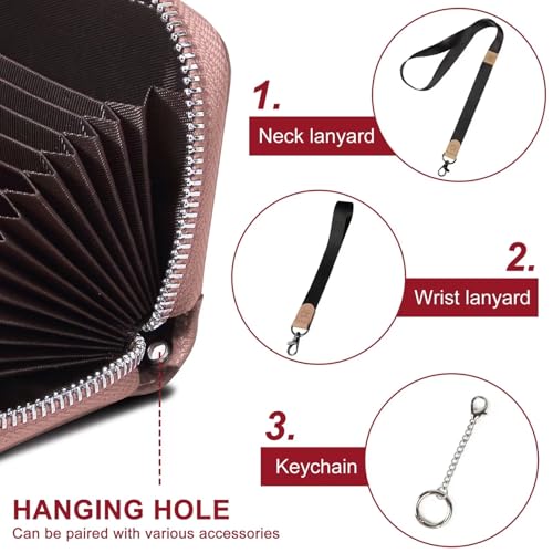 RFID Blocking Women's Leather Accordion Credit Card Holder