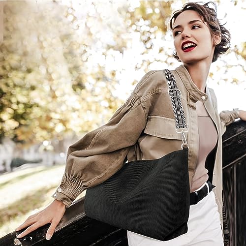 Corduroy Tote Bag for Women - Adjustable Shoulder Straps