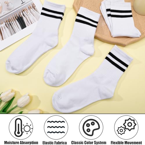 Zuimei 6 Pairs Vintage Striped Crew Socks