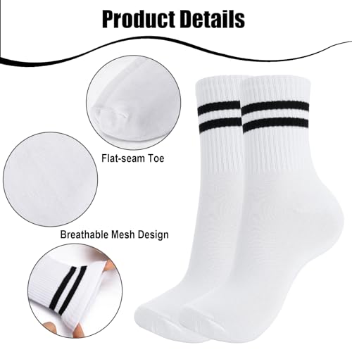 Zuimei 6 Pairs Vintage Striped Crew Socks