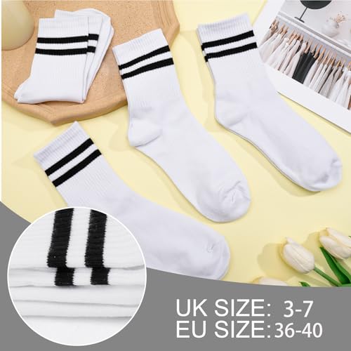 Zuimei 6 Pairs Vintage Striped Crew Socks