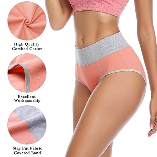 Wirarpa Women's High Waist Cotton Briefs 4 Pack