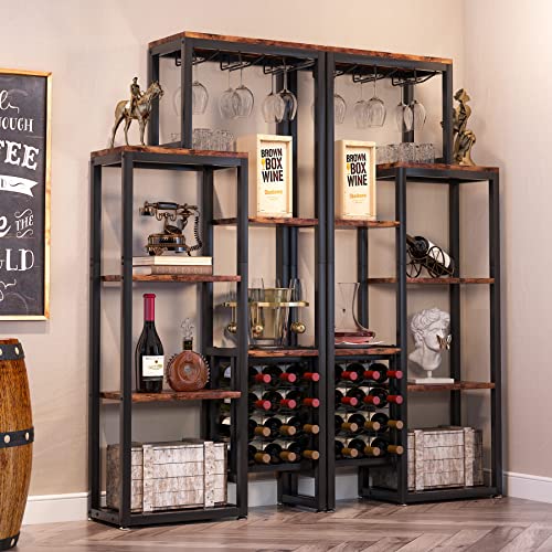 5-Tier Freestanding Wine Rack with Glass Holder