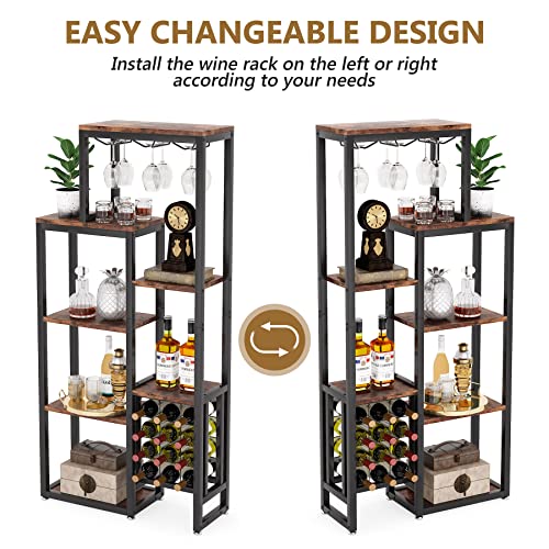 5-Tier Freestanding Wine Rack with Glass Holder