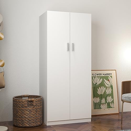Compact White 2-Door Wardrobe for Bedrooms