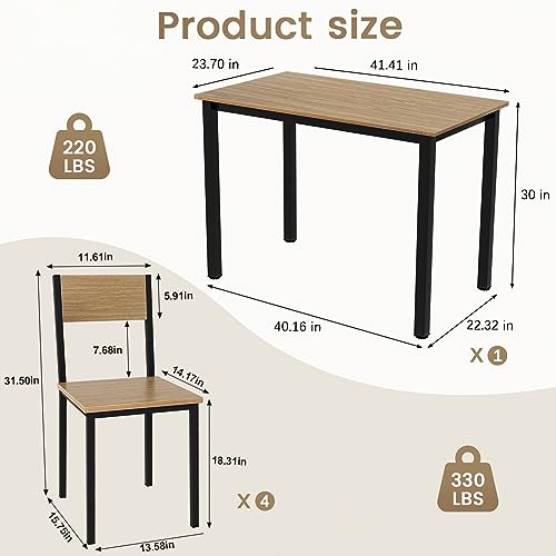 Walnut Brown 4-Piece Dining Table and Chairs Set