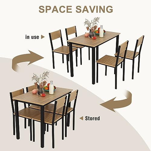 Walnut Brown 4-Piece Dining Table and Chairs Set