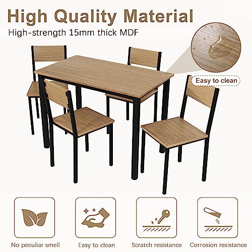 Walnut Brown 4-Piece Dining Table and Chairs Set