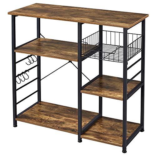 Industrial Baker's Rack with Metal Mesh Baskets
