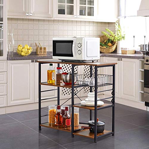 Industrial Baker's Rack with Metal Mesh Baskets