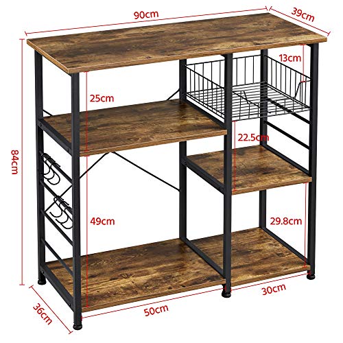 Industrial Baker's Rack with Metal Mesh Baskets
