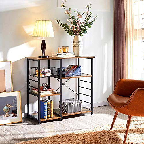 Industrial Baker's Rack with Metal Mesh Baskets