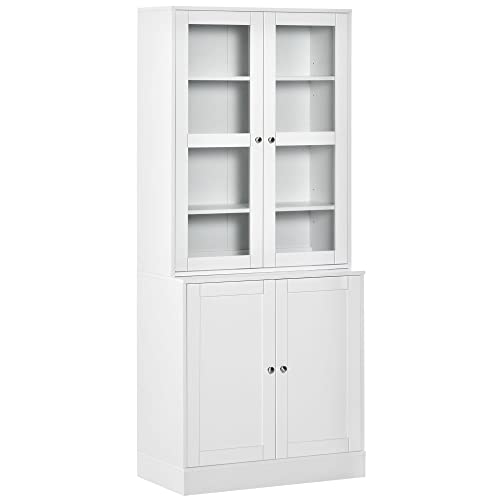 HOMCOM Modern Adjustable Door Bookcase - White