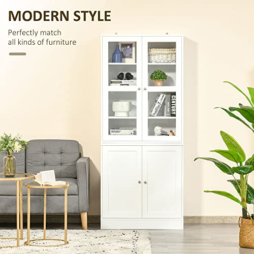 HOMCOM Modern Adjustable Door Bookcase - White
